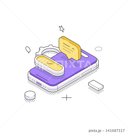 Mobile App Settings And User Preference Customization Isometric Vector Illustration 141087317