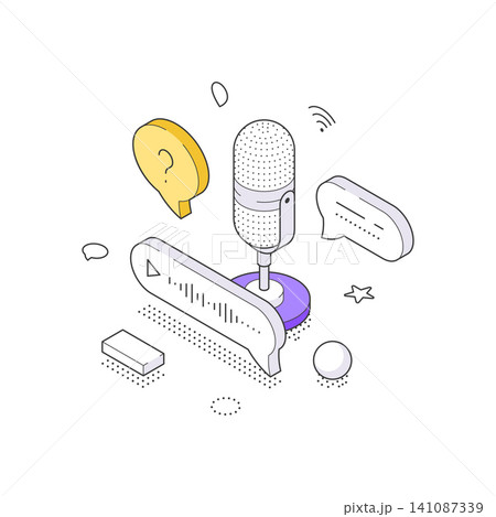 Podcast Audio Content And Live Streaming Interview Broadcasting Concept Isometric Vector Illustration Podcast Audio Content And Live Streaming Interview Broadcasting Concept Isometric Vector Illustration 141087339