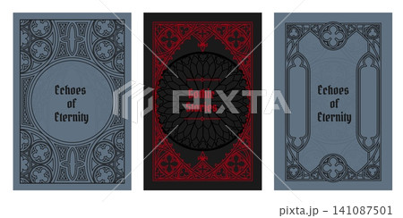 Gothic frames, borders with medieval round pattern Gothic frames, borders with medieval round pattern 141087501