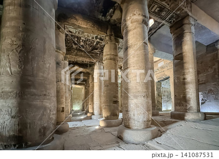 Beautiful interiors and ancient hieroglyphs in the Temple of Seti I in Abydos, Egypt. Beautiful interiors and ancient hieroglyphs in the Temple of Seti I in Abydos, Egypt. 141087531