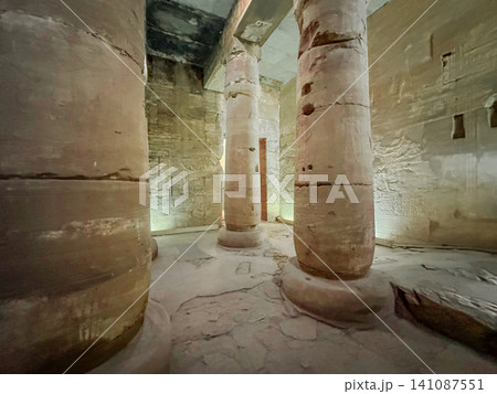 Beautiful interiors and ancient hieroglyphs in the Temple of Seti I in Abydos, Egypt. Beautiful interiors and ancient hieroglyphs in the Temple of Seti I in Abydos, Egypt. 141087551