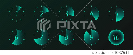 Modern stopwatch and timer, neon countdown icons Modern stopwatch and timer, neon countdown icons 141087631