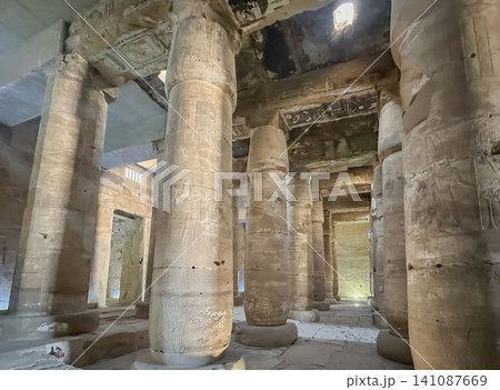 Beautiful interiors and ancient hieroglyphs in the Temple of Seti I in Abydos, Egypt. Beautiful interiors and ancient hieroglyphs in the Temple of Seti I in Abydos, Egypt. 141087669