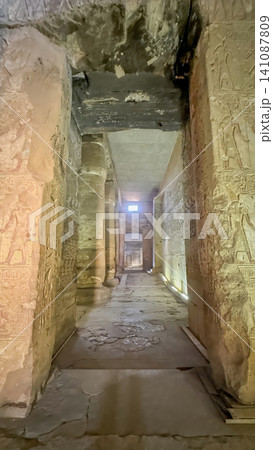 Beautiful interiors and ancient hieroglyphs in the Temple of Seti I in Abydos, Egypt. Beautiful interiors and ancient hieroglyphs in the Temple of Seti I in Abydos, Egypt. 141087809