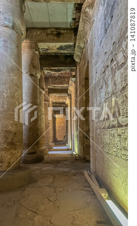 Beautiful interiors and ancient hieroglyphs in the Temple of Seti I in Abydos, Egypt. Beautiful interiors and ancient hieroglyphs in the Temple of Seti I in Abydos, Egypt. 141087819