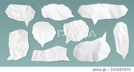 Crumpled paper speech bubbles set Crumpled paper speech bubbles set 141087870