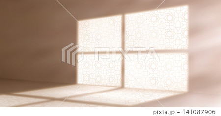 Ramadan background with arabesque pattern shadow 141087906
