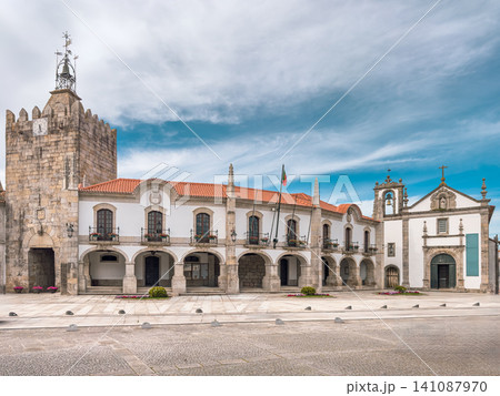 Caminha city hall and clock tower, in Minho, Portugal. Caminha, Viana do Castelo district in north of Portugal Caminha city hall and clock tower, in Minho, Portugal. Caminha, Viana do Castelo district in north of Portugal 141087970