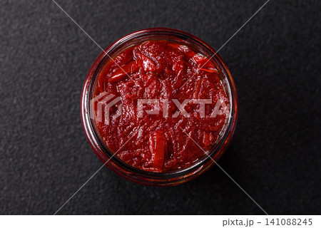 Grated beetroot with salt and spices as an ingredient for borscht or a vegan salad. Grated beetroot Grated beetroot with salt and spices as an ingredient for borscht or a vegan salad. Grated beetroot 141088245