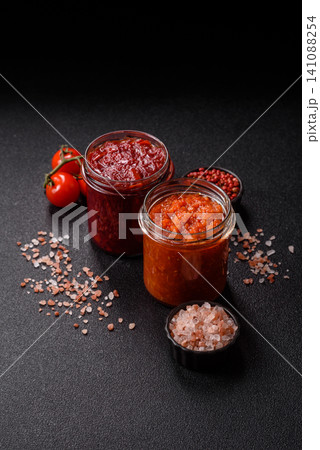 Grated beetroot with salt and spices as an ingredient for borscht or a vegan salad. Grated beetroot 141088254