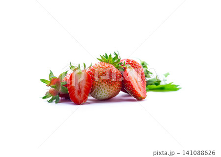 Healthy organic strawberry berries isolated on white background 141088626