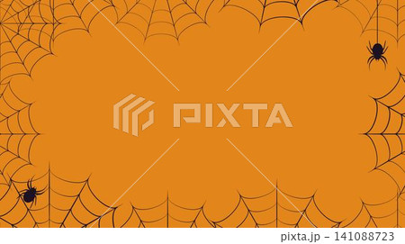 ハロウィンの蜘蛛の巣フレーム背景(オレンジ) ハロウィンの蜘蛛の巣フレーム背景(オレンジ) 141088723