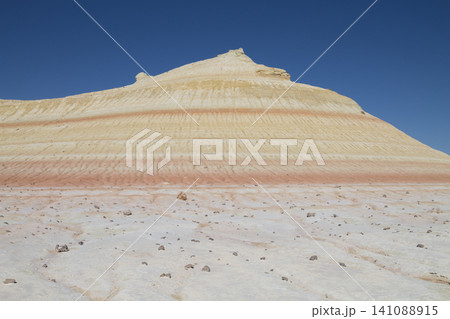 Kyzylkup rock strata landscape, Mangystau desert, Kazakhstan Kyzylkup rock strata landscape, Mangystau desert, Kazakhstan 141088915