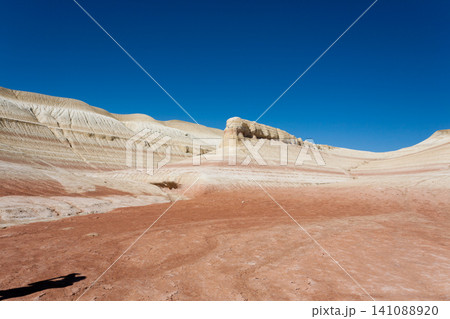 Kyzylkup plateau landscape, Mangystau desert. Rock strata formations 141088920