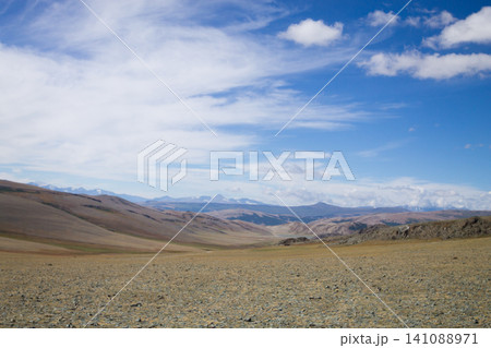 Landscape with dirt road in Altai Tavan Bogd National Park, Mongolia Landscape with dirt road in Altai Tavan Bogd National Park, Mongolia 141088971