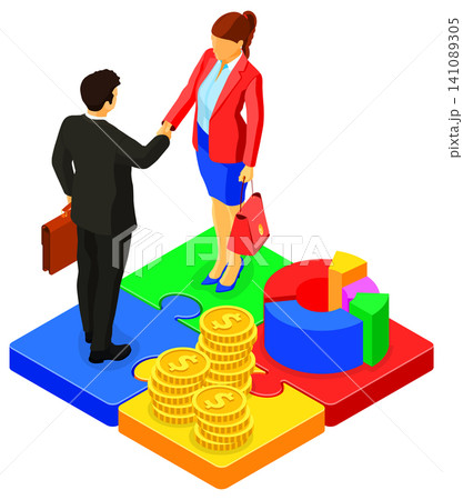 Partnership, Handshake Business Man and Woman Partnership, Handshake Business Man and Woman 141089305