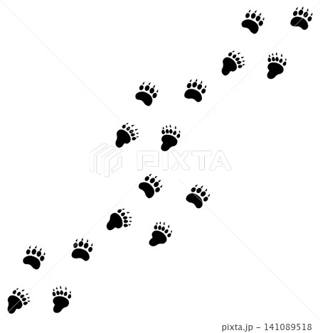 斜めに続くクマの足あとのアイコン 斜めに続くクマの足あとのアイコン 141089518