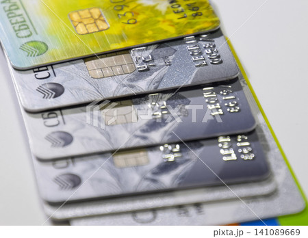 Bank cards. Modern financial instrument of cashless payment 141089669