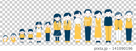 一組描繪男女人生各階段的人物插畫。 一組描繪男女人生各階段的人物插畫。 141090196