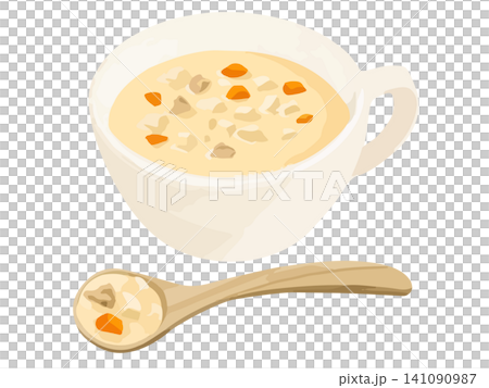 蛤蜊濃湯，用木匙舀一匙。 141090987