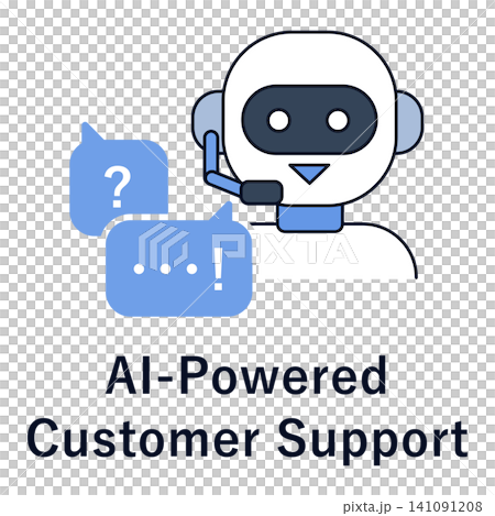 AIで顧客対応をするサポートロボットのイラスト素材 AIで顧客対応をするサポートロボットのイラスト素材 141091208