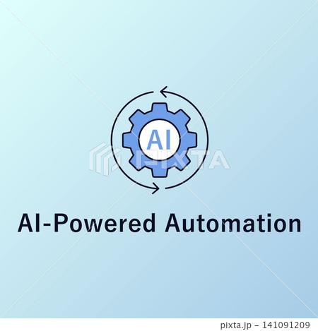AIで業務を自動化する歯車と循環矢印のイラスト素材 141091209