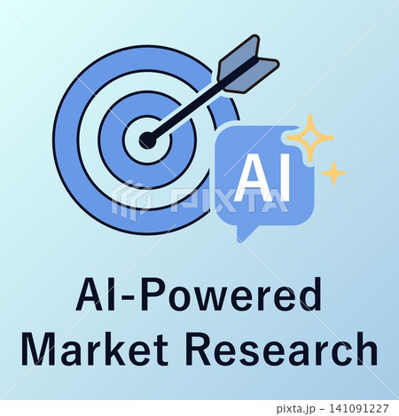 AIで市場調査をする的と矢のターゲットアイコン AIで市場調査をする的と矢のターゲットアイコン 141091227