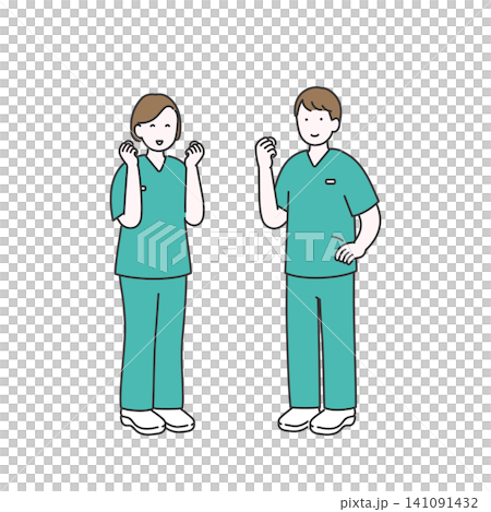圖解:一名身穿手術服的醫護人員正興奮地揮舞拳頭。 圖解:一名身穿手術服的醫護人員正興奮地揮舞拳頭。 141091432
