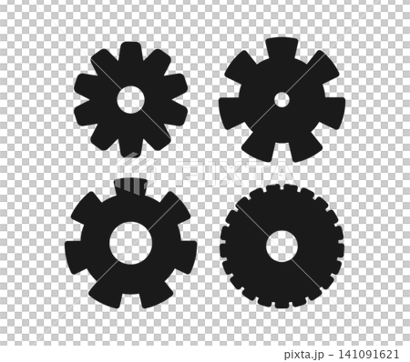 Gear icon set, simple gear illustrations, vector graphics. Gear icon set, simple gear illustrations, vector graphics. 141091621