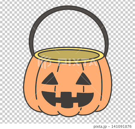 Jack-o'-lantern shaped container with handle Jack-o'-lantern shaped container with handle 141091876