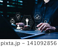 Encryption key password security concept. passwordless authentication technology. digital access key, secure login verification, cloud protection, device approval, identity validation, access control 141092856