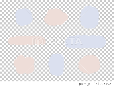 色々な形のモコモコした手描きのシェイプセット(青・茶色) 色々な形のモコモコした手描きのシェイプセット(青・茶色) 141093492