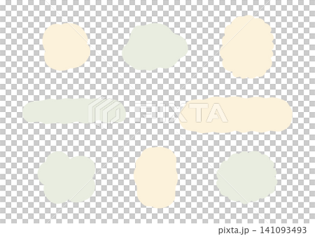 色々な形のモコモコした手描きのシェイプセット(黄色・緑) 色々な形のモコモコした手描きのシェイプセット(黄色・緑) 141093493