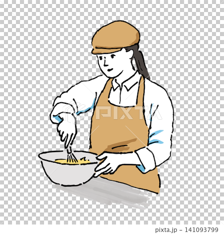 廚房工作人員準備食物 - 手繪向量圖 廚房工作人員準備食物 - 手繪向量圖 141093799