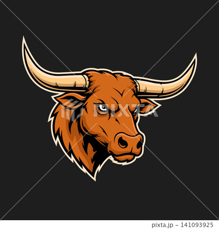 longhorn mascot logo illustration vector design template simple and modern style longhorn mascot logo illustration vector design template simple and modern style 141093925