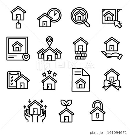 Real Estate & Property Icon Set - Line Outline Real Estate & Property Icon Set - Line Outline 141094672
