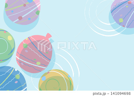 水に浮かぶヨーヨーのイラスト背景素材 水色背景 141094698