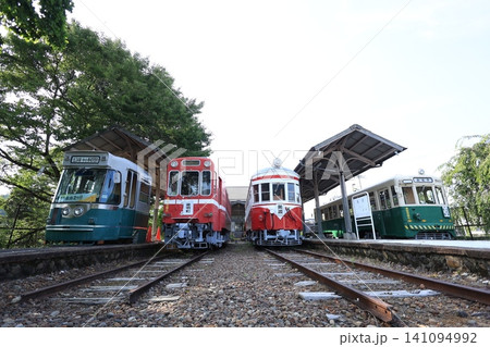 【名鉄】モ870形とモ600形とモ510形とモ590形（美濃町線：美濃駅） 141094992