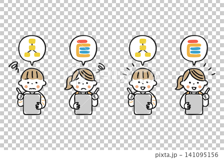 兒童在平板電腦上學習程式設計:我不明白 / 我明白 兒童在平板電腦上學習程式設計:我不明白 / 我明白 141095156