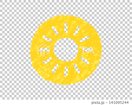 果物_手描きクレヨン風_パイナップル断面 果物_手描きクレヨン風_パイナップル断面 141095244