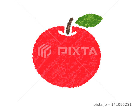 果物_手描きクレヨン風_りんご 141095251