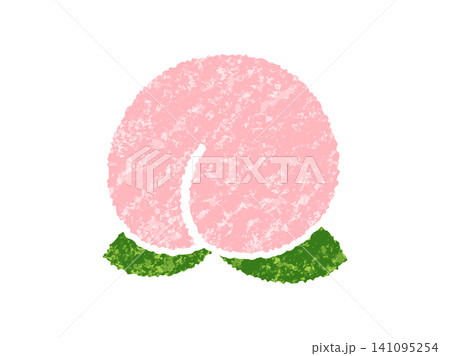 果物_手描きクレヨン風_桃 果物_手描きクレヨン風_桃 141095254