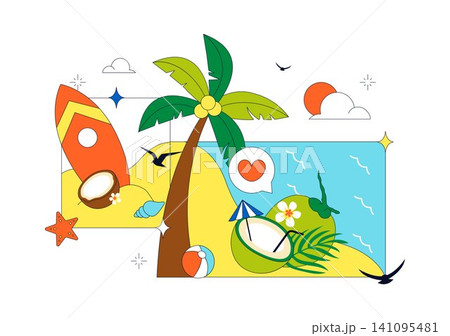 World Coconut Day Vector Illustration Featuring Fresh Tropical Coconuts, Palm Trees, Beach Scenery, Summer Vacation, and Exotic Island Nature World Coconut Day Vector Illustration Featuring Fresh Tropical Coconuts, Palm Trees, Beach Scenery, Summer Vacation, and Exotic Island Nature 141095481