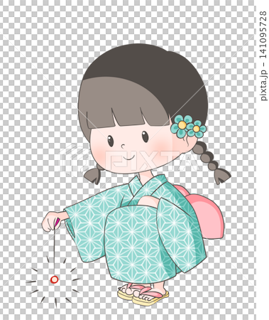 線香花火をする女の子のイラスト 線香花火をする女の子のイラスト 141095728