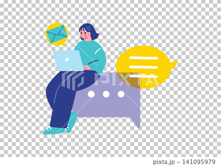 メールを送る女性のイラスト 141095979
