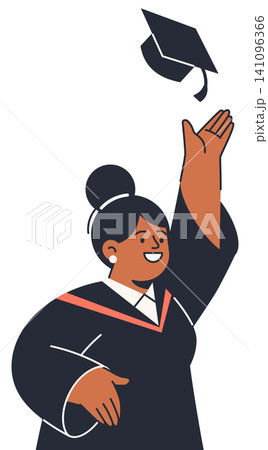 Graduate Girl Tossing Cap in Celebration Graduate Girl Tossing Cap in Celebration 141096366