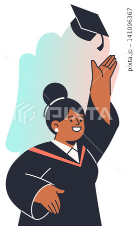 Graduate Girl Tossing Cap in Celebration Graduate Girl Tossing Cap in Celebration 141096367
