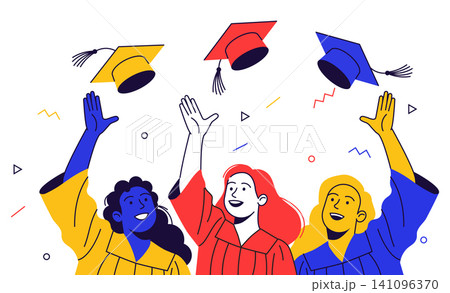 Graduates Throwing Caps in Celebration Graduates Throwing Caps in Celebration 141096370