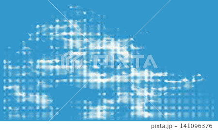 Halftone Clouds on Blue Sky Background 141096376