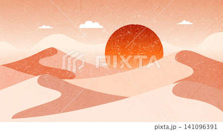 Orange Sunset Desert Landscape Orange Sunset Desert Landscape 141096391